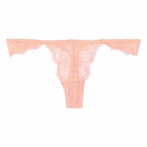 NWT Sam Edelman Peach Pink Coral Sheer Lace Flirty Thong Panty New With Tags L